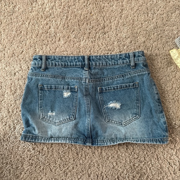 Distressed Denim Mini Skirt - Picture 2 of 3